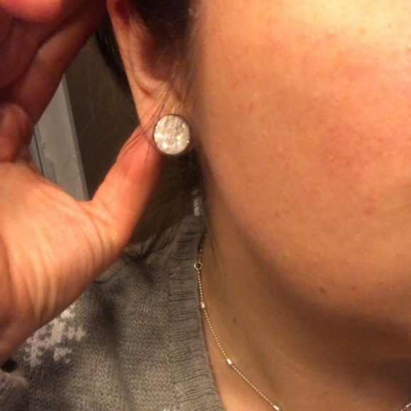 12mm Arctic Geode Earrings - Picture 3 of 3